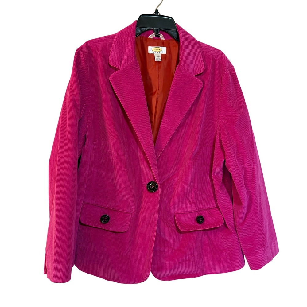 Talbots Corduroy Blazer 16W Pink Barbiecore Academia Career Statement Piece